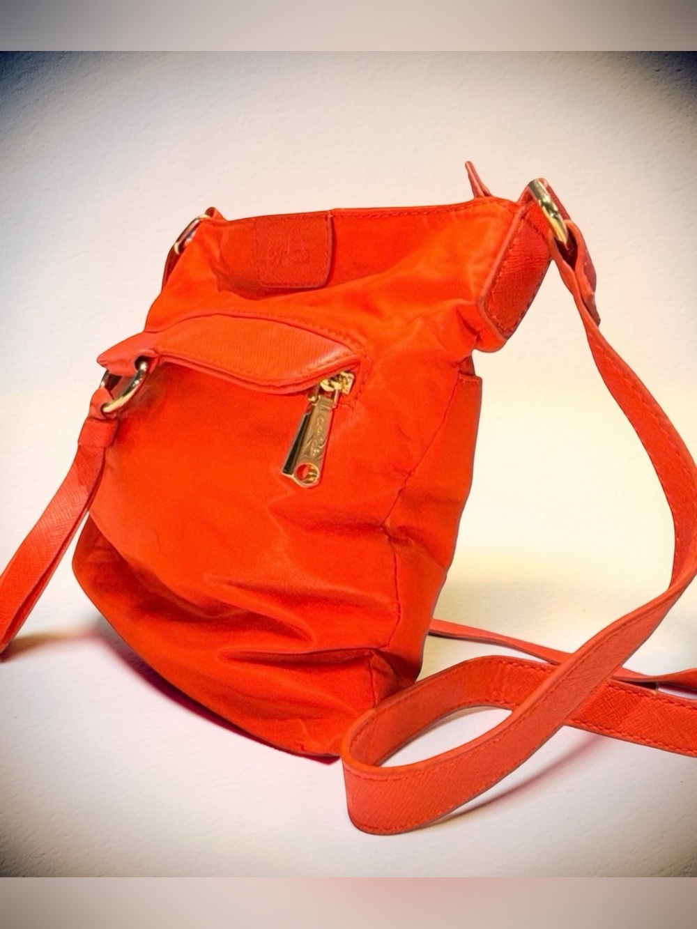 Co-Lab by Christopher Kon Nylon Crossbody Bag Orange Lightweight Travel Purse - Picture 4 of 12
